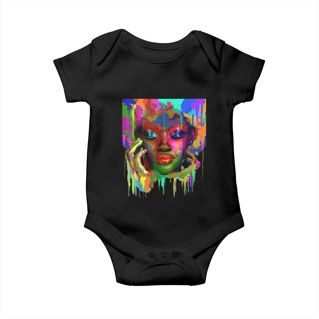 Afro Woman Graphic Baby Onesie African Pride Color Painted TS01 Black Print Your Wear