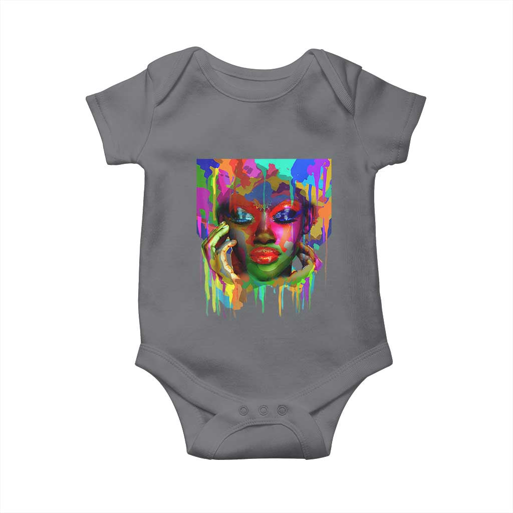 Afro Woman Graphic Baby Onesie African Pride Color Painted TS01 Charcoal Print Your Wear
