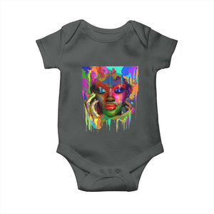 Afro Woman Graphic Baby Onesie African Pride Color Painted TS01 Dark Heather Print Your Wear