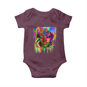 Afro Woman Graphic Baby Onesie African Pride Color Painted TS01 Maroon Print Your Wear