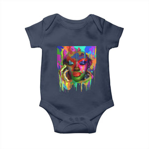 Afro Woman Graphic Baby Onesie African Pride Color Painted TS01 Navy Print Your Wear