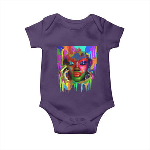 Afro Woman Graphic Baby Onesie African Pride Color Painted TS01 Purple Print Your Wear