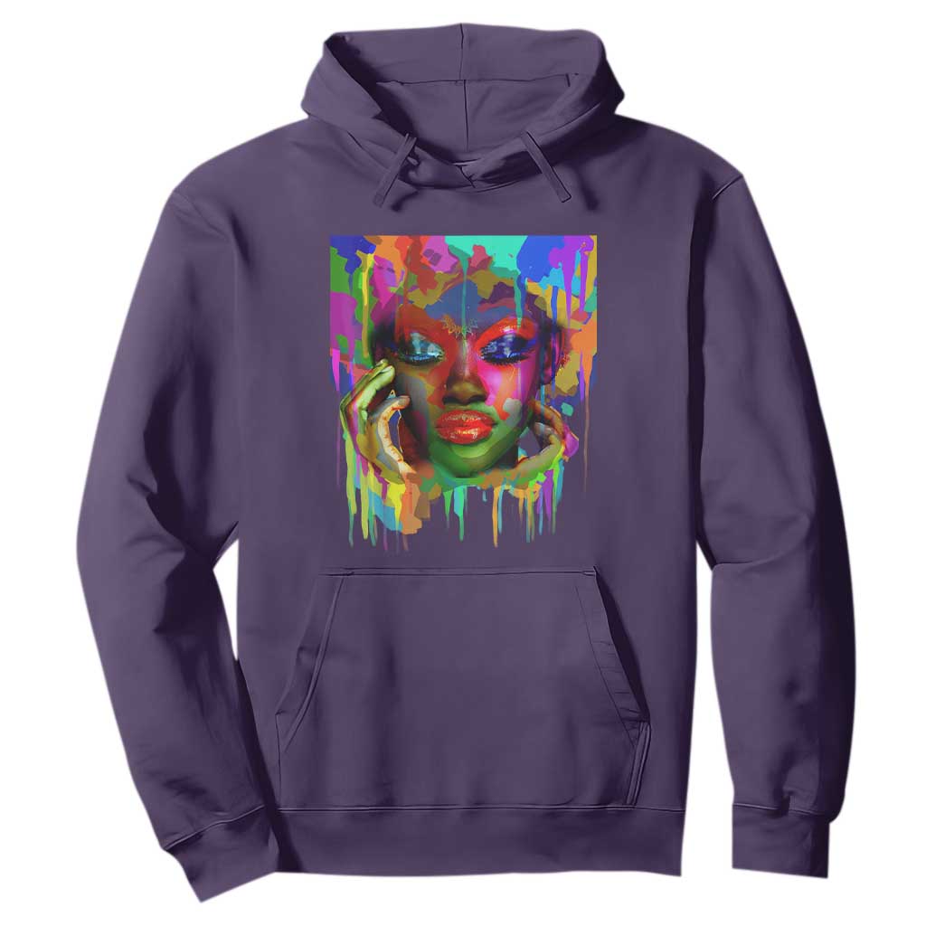 Cool African Woman Afro Color Painted Face Hoodie TS01 Purple Printyourwear