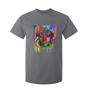 Afro Woman Graphic T Shirt For Kid African Pride Color Painted TS01 Charcoal Print Your Wear