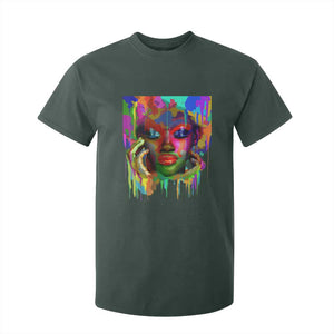 Afro Woman Graphic T Shirt For Kid African Pride Color Painted TS01 Dark Forest Green Print Your Wear