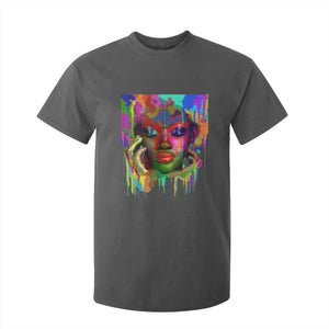 Afro Woman Graphic T Shirt For Kid African Pride Color Painted TS01 Dark Heather Print Your Wear