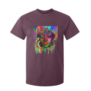 Afro Woman Graphic T Shirt For Kid African Pride Color Painted TS01 Maroon Print Your Wear