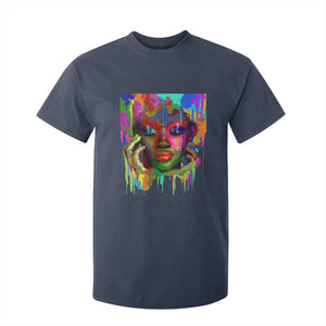 Afro Woman Graphic T Shirt For Kid African Pride Color Painted TS01 Navy Print Your Wear