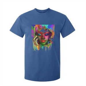 Afro Woman Graphic T Shirt For Kid African Pride Color Painted TS01 Royal Blue Print Your Wear