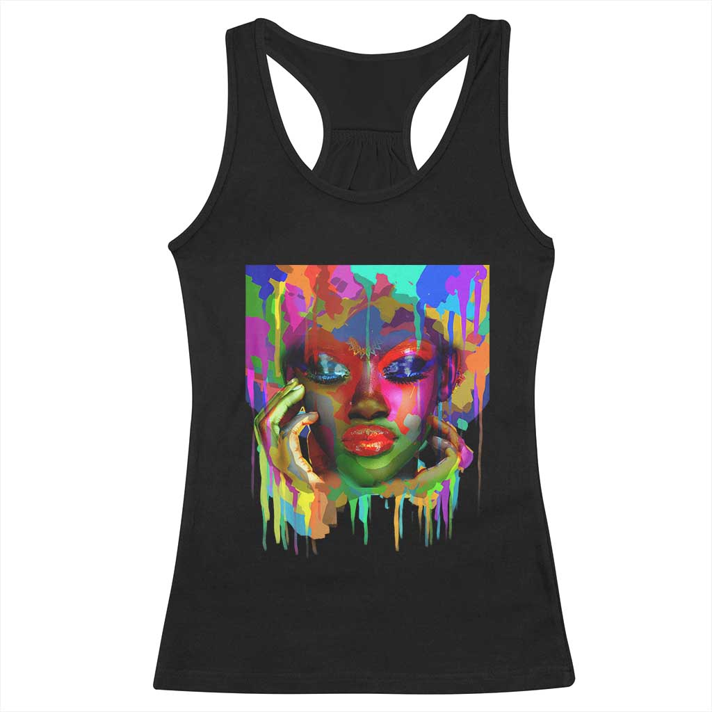 Afro Woman Graphic Racerback Tank Top African Pride Color Painted TS01 Black Print Your Wear