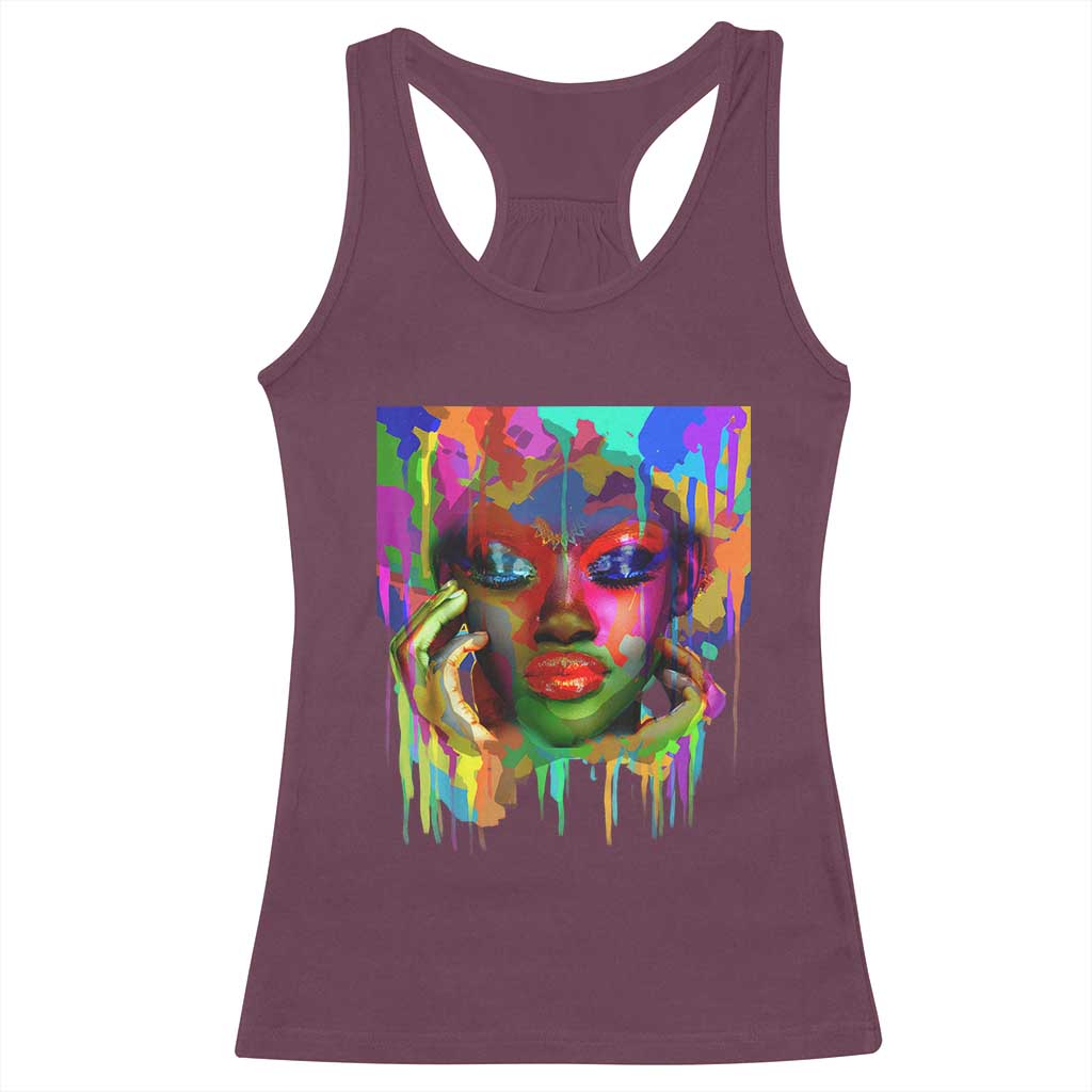Afro Woman Graphic Racerback Tank Top African Pride Color Painted TS01 Maroon Print Your Wear
