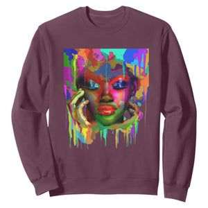 Cool African Woman Afro Color Painted Face Sweatshirt TS01 Maroon Printyourwear