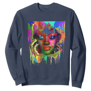 Cool African Woman Afro Color Painted Face Sweatshirt TS01 Navy Printyourwear