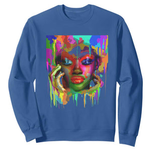 Cool African Woman Afro Color Painted Face Sweatshirt TS01 Royal Blue Printyourwear