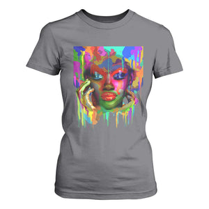 Afro Woman Graphic T Shirt For Women African Pride Color Painted TS01 Charcoal Print Your Wear