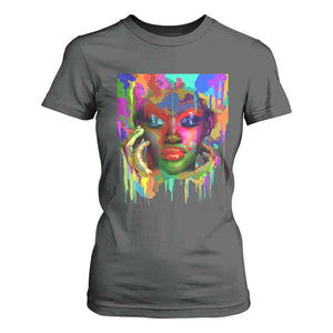 Afro Woman Graphic T Shirt For Women African Pride Color Painted TS01 Dark Heather Print Your Wear