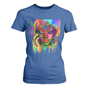 Afro Woman Graphic T Shirt For Women African Pride Color Painted TS01 Royal Blue Print Your Wear