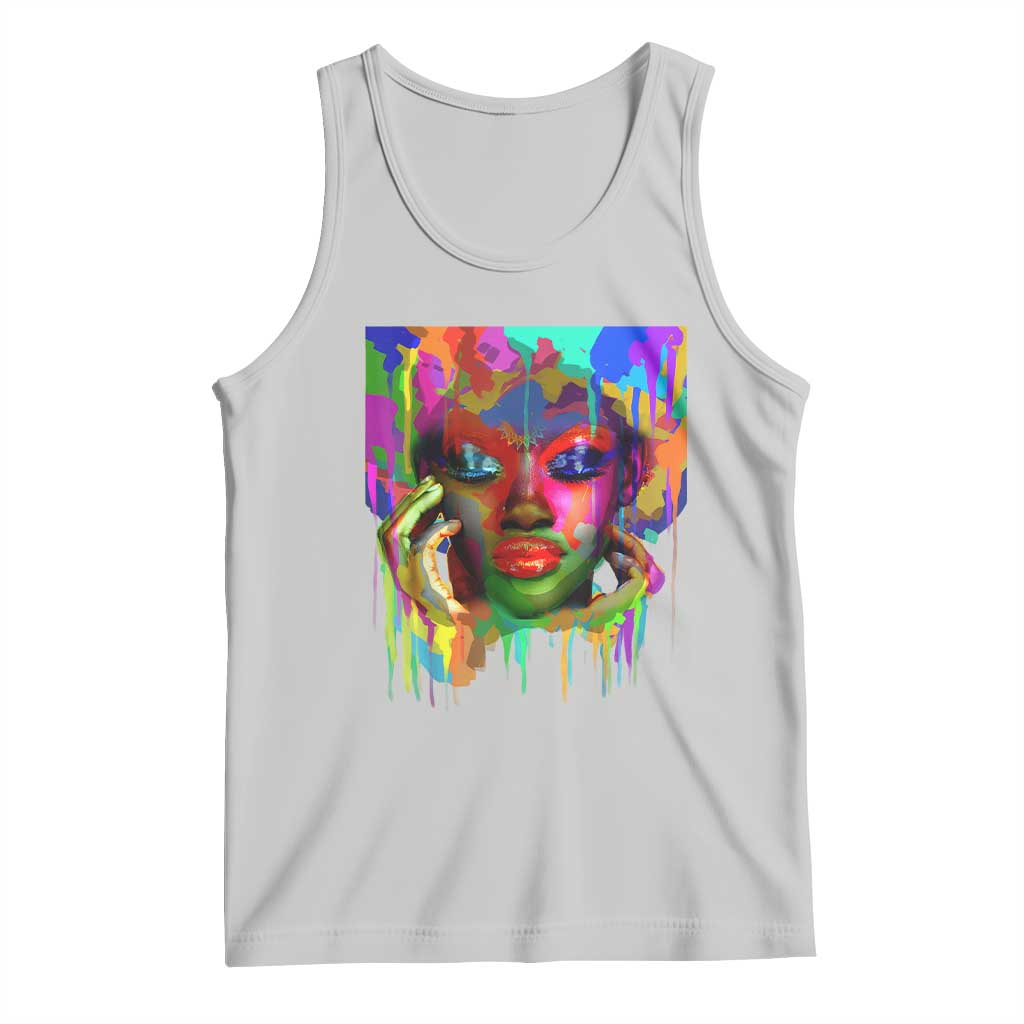 Afro Woman Graphic Tank Top African Pride Color Painted TS01 Ash Print Your Wear