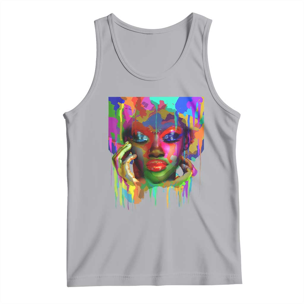 Afro Woman Graphic Tank Top African Pride Color Painted TS01 Athletic Heather Print Your Wear