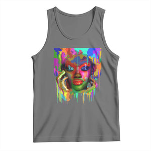 Afro Woman Graphic Tank Top African Pride Color Painted TS01 Black Heather Print Your Wear