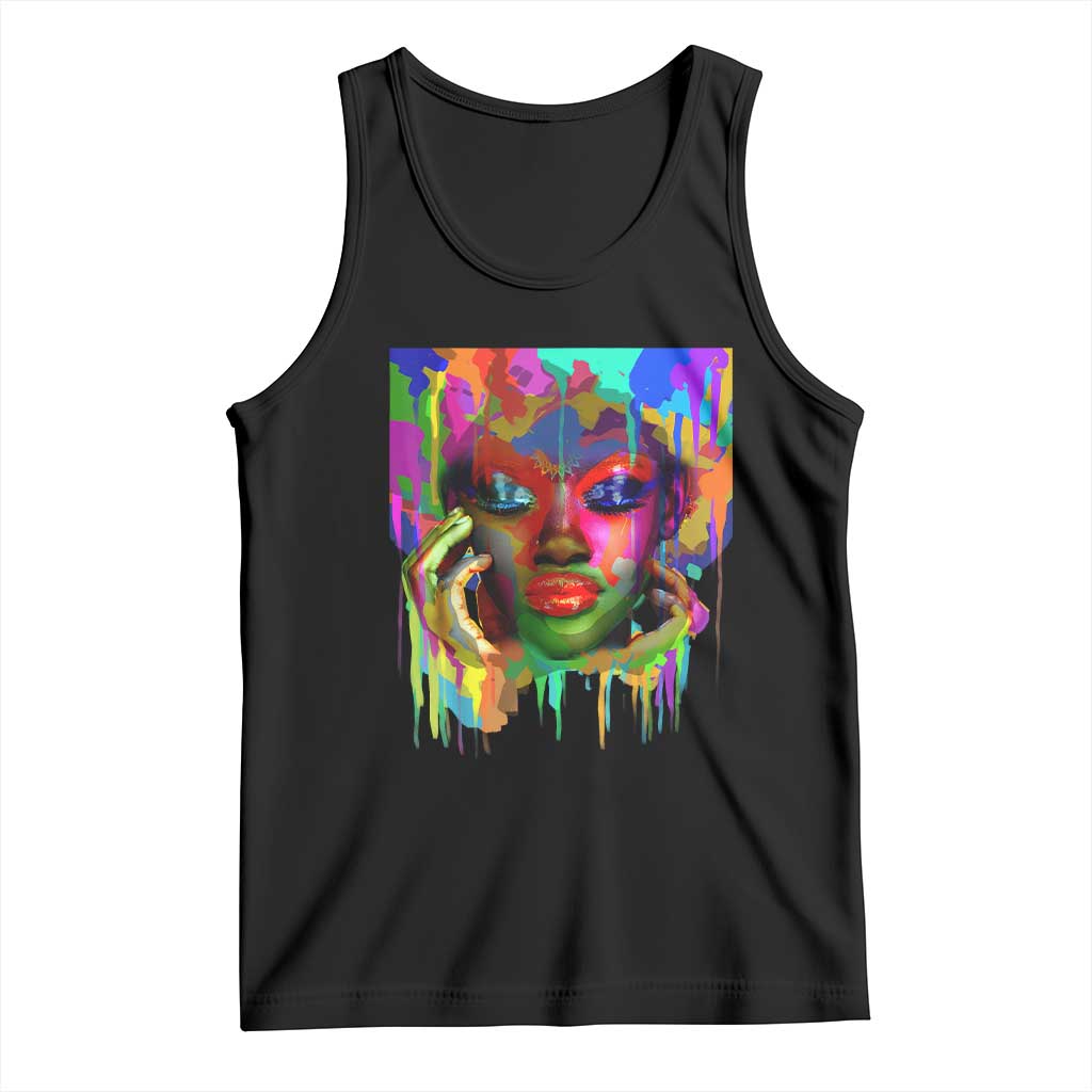 Afro Woman Graphic Tank Top African Pride Color Painted TS01 Black Print Your Wear