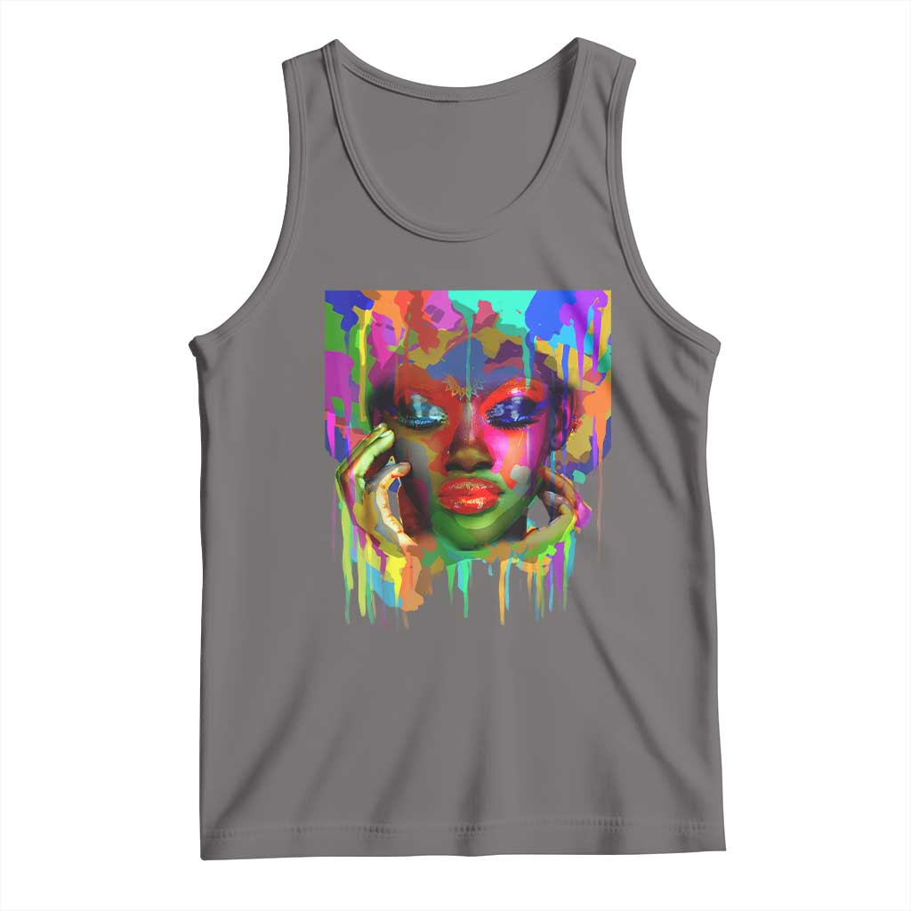Afro Woman Graphic Tank Top African Pride Color Painted TS01 Deep Heather Print Your Wear