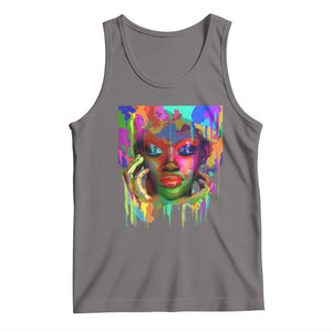Afro Woman Graphic Tank Top African Pride Color Painted TS01 Deep Heather Print Your Wear