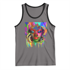 Afro Woman Graphic Tank Top African Pride Color Painted TS01 Deep Heather Black Print Your Wear
