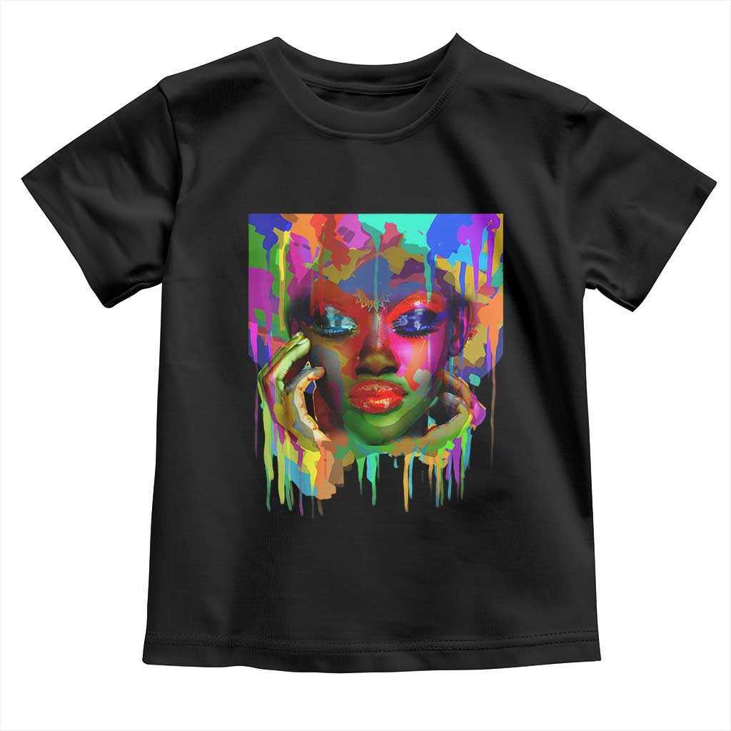 Afro Woman Graphic Toddler T Shirt African Pride Color Painted TS01 Black Print Your Wear