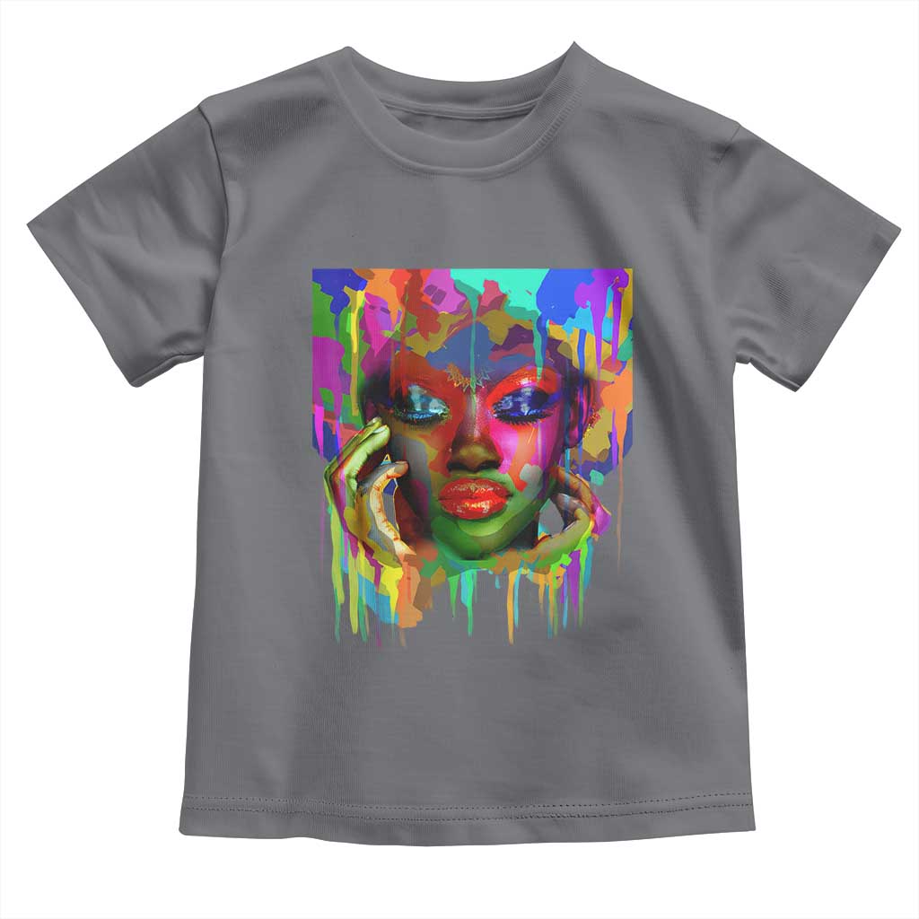 Afro Woman Graphic Toddler T Shirt African Pride Color Painted TS01 Charcoal Print Your Wear