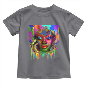 Afro Woman Graphic Toddler T Shirt African Pride Color Painted TS01 Charcoal Print Your Wear