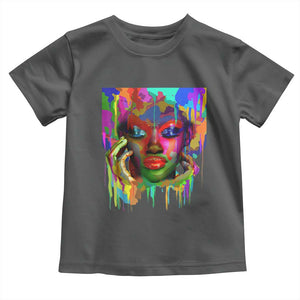 Afro Woman Graphic Toddler T Shirt African Pride Color Painted TS01 Dark Heather Print Your Wear