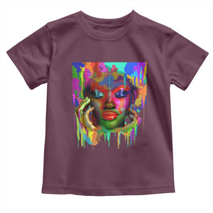 Afro Woman Graphic Toddler T Shirt African Pride Color Painted TS01 Maroon Print Your Wear