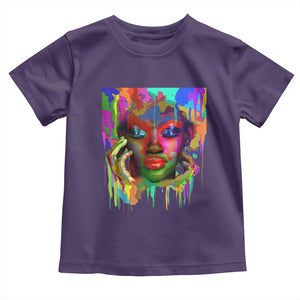 Afro Woman Graphic Toddler T Shirt African Pride Color Painted TS01 Purple Print Your Wear