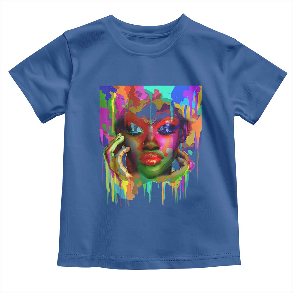 Afro Woman Graphic Toddler T Shirt African Pride Color Painted TS01 Royal Blue Print Your Wear