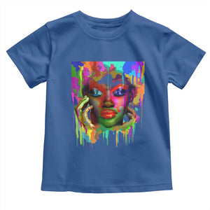 Afro Woman Graphic Toddler T Shirt African Pride Color Painted TS01 Royal Blue Print Your Wear