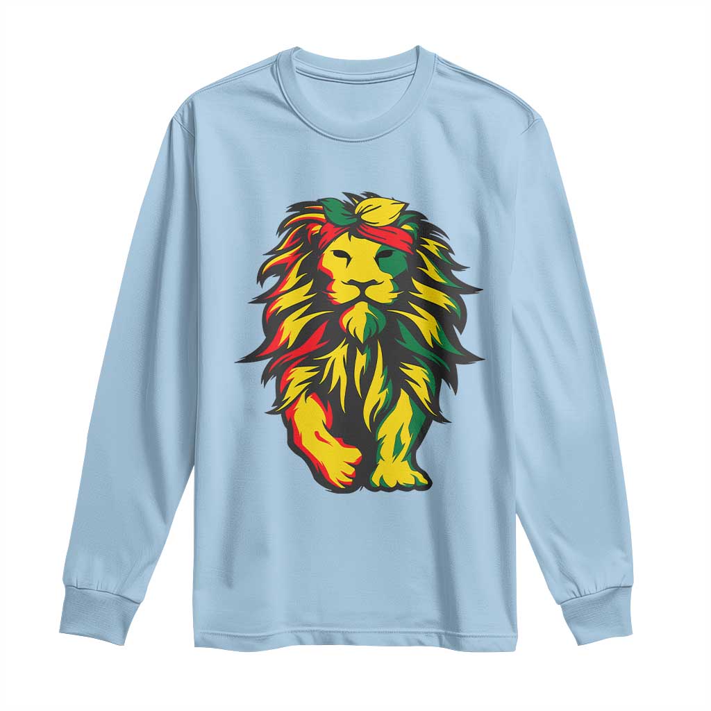 Juneteenth Lion Long Sleeve Shirt Cool Black History African American Pride TS01 Light Blue Print Your Wear
