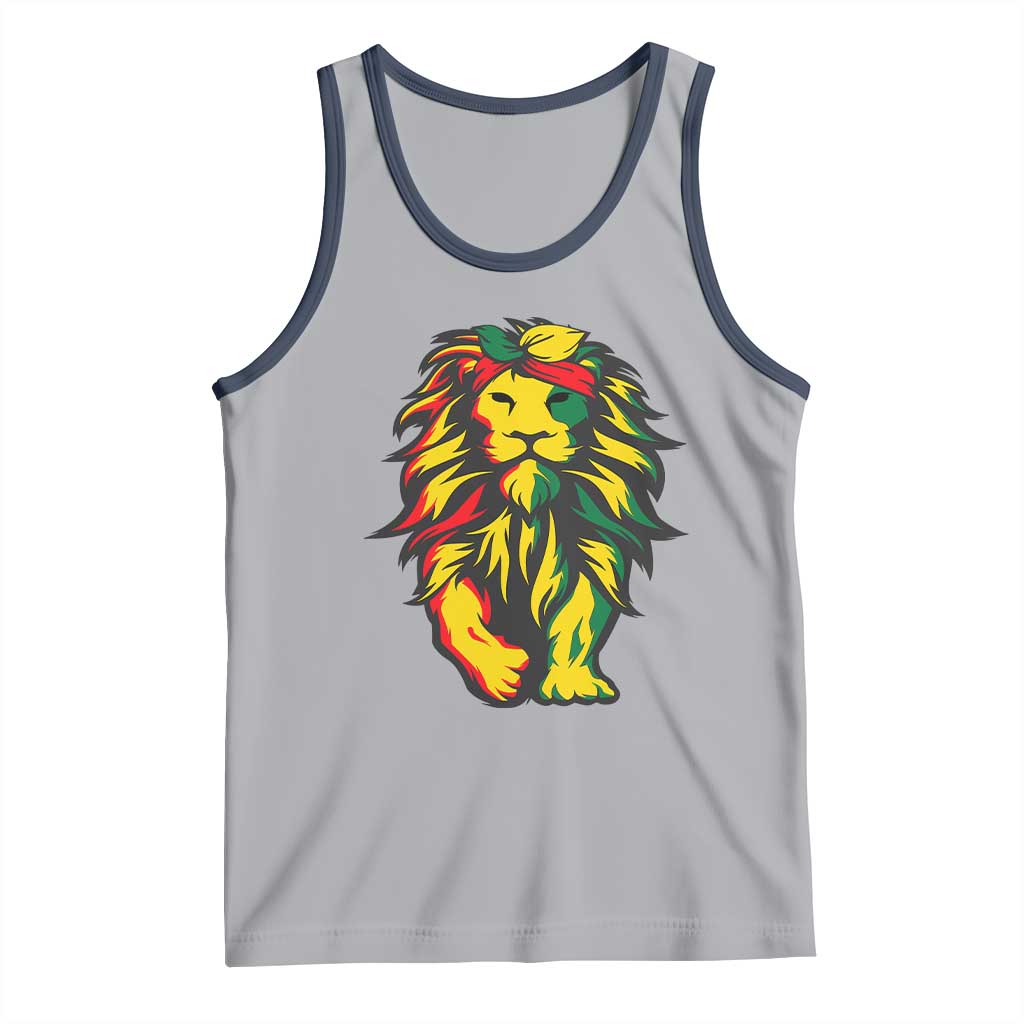 Juneteenth Lion Tank Top Cool Black History African American Pride TS01 Athletic Heather Navy Print Your Wear