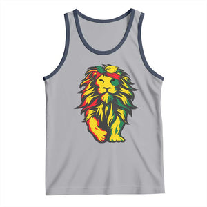 Juneteenth Lion Tank Top Cool Black History African American Pride TS01 Athletic Heather Navy Print Your Wear