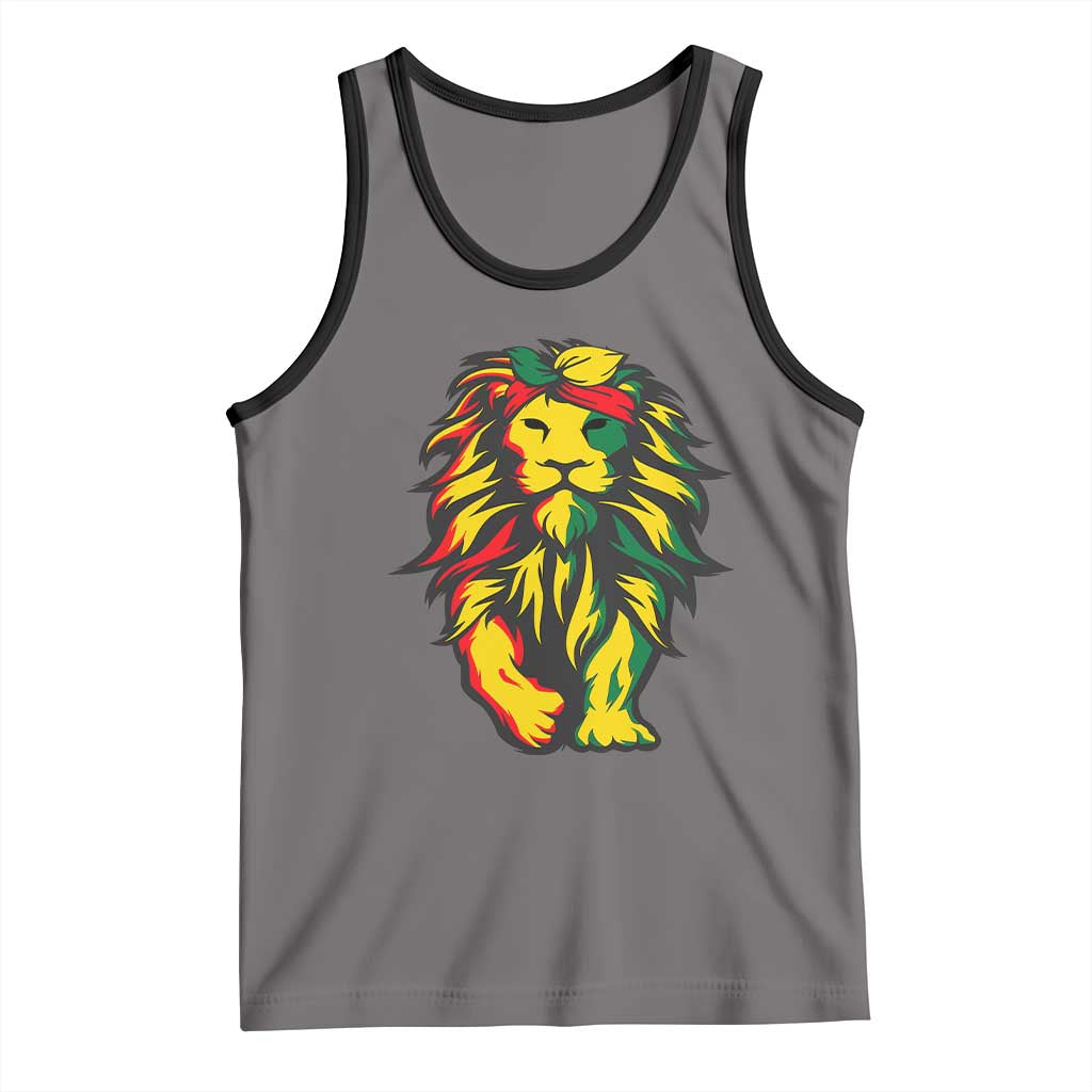 Juneteenth Lion Tank Top Cool Black History African American Pride TS01 Deep Heather Black Print Your Wear