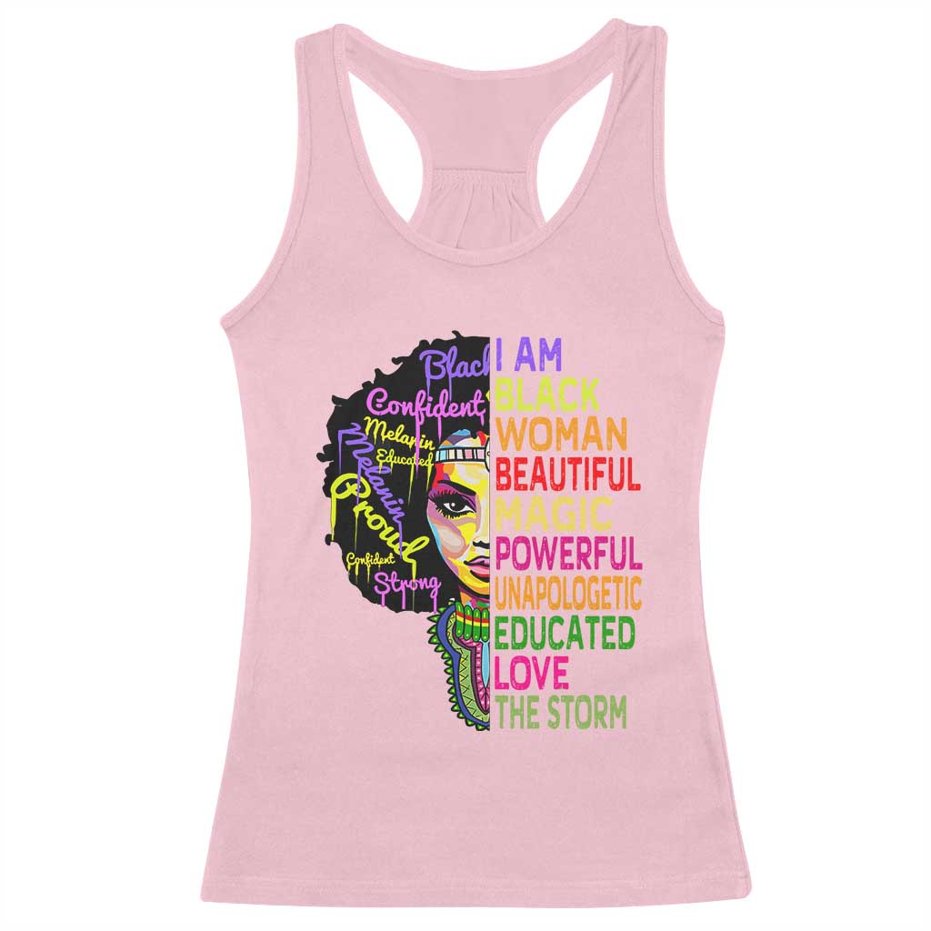 Black History Racerback Tank Top I Am The Storm Women Juneteenth TS01 Light Pink Print Your Wear