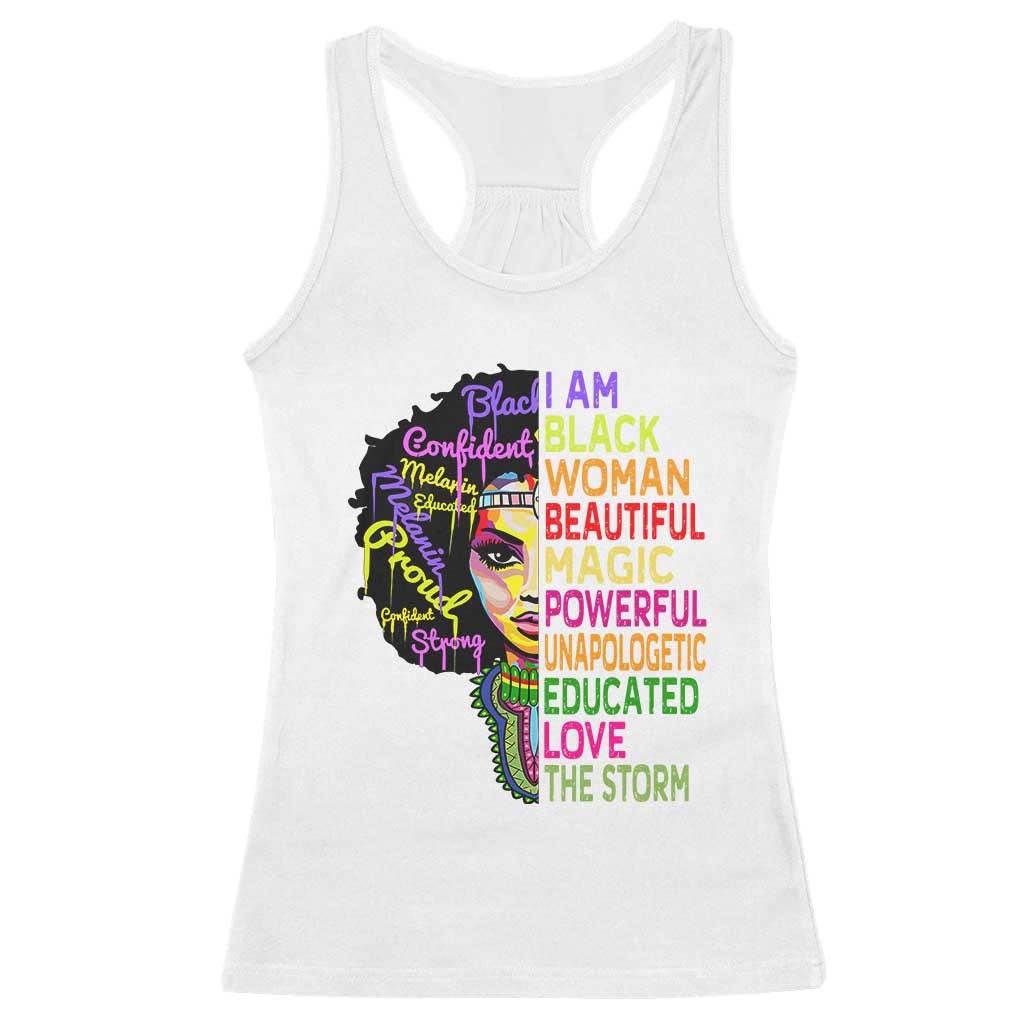 Black History Racerback Tank Top I Am The Storm Women Juneteenth TS01 White Print Your Wear
