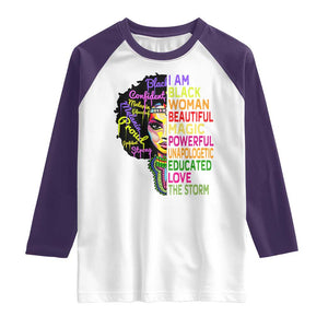 Black History Raglan Shirt I Am The Storm Women Juneteenth TS01 White Purple Print Your Wear