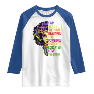 Black History Raglan Shirt I Am The Storm Women Juneteenth TS01 White Royal Print Your Wear