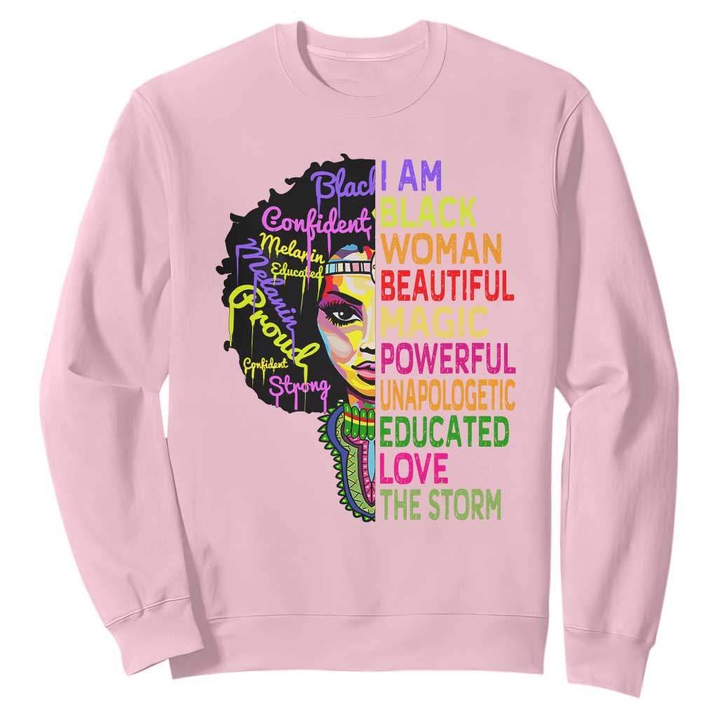 Black History Sweatshirt for Women I Am The Storm Juneteenth TS01 Light Pink Printyourwear