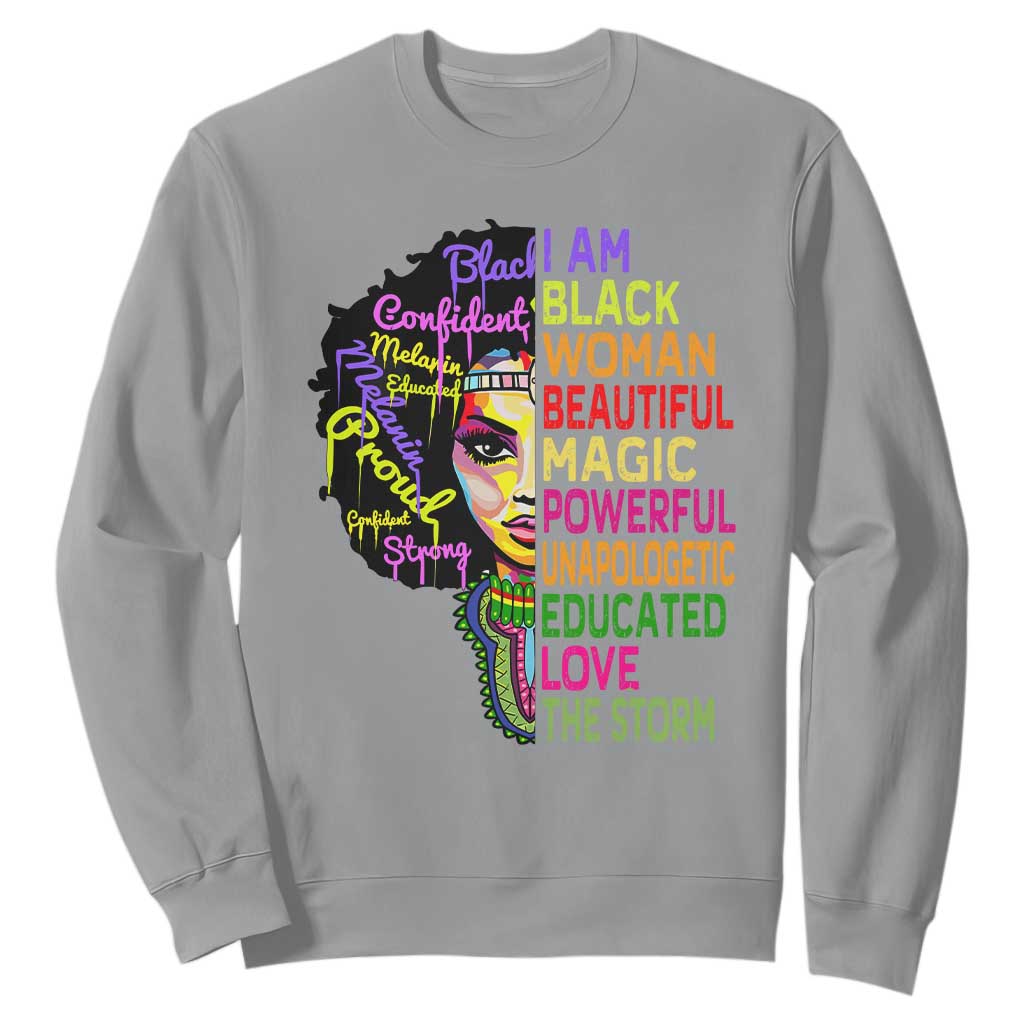 Black History Sweatshirt for Women I Am The Storm Juneteenth TS01 Sport Gray Printyourwear