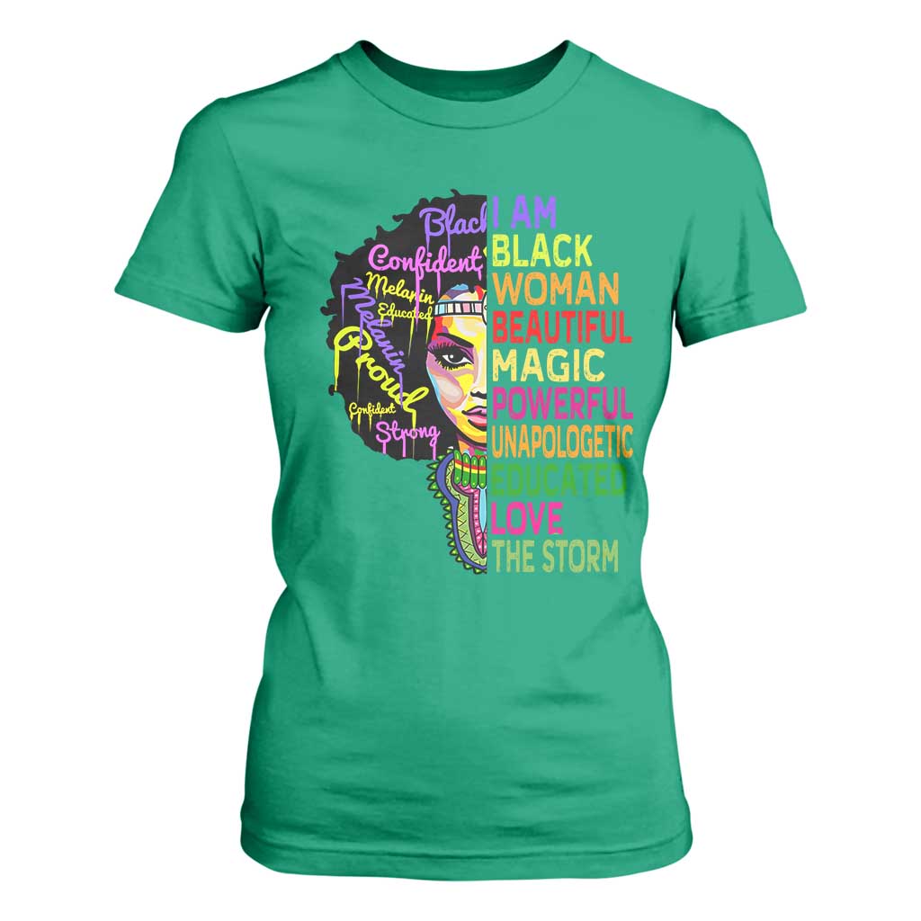 Black History T Shirt For Women I Am The Storm Women Juneteenth TS01 Irish Green Print Your Wear