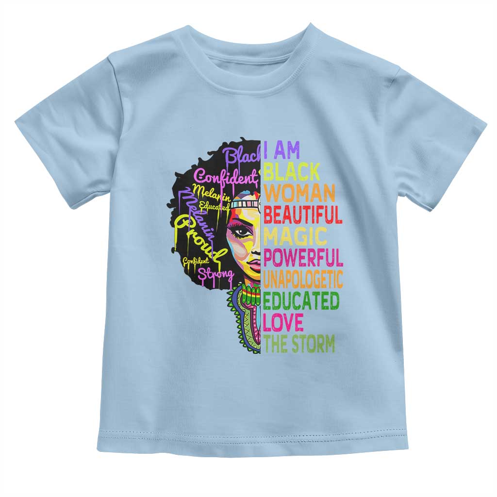 Black History Toddler T Shirt I Am The Storm Women Juneteenth TS01 Light Blue Print Your Wear