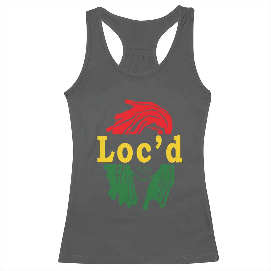 Locd Hair Girl Racerback Tank Top Black Woman Melanin Girl Juneteenth TS01 Dark Heather Print Your Wear