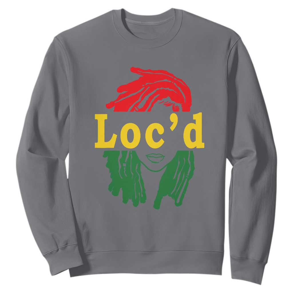 Black Woman Melanin Girl Juneteenth Sweatshirt With Loc'd Hair TS01 Charcoal Printyourwear
